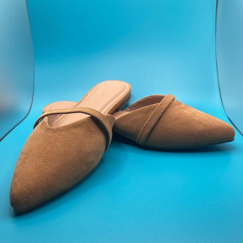 Old Navy Women's Pointed Toe Faux Suede Mules Tan Size 6.5